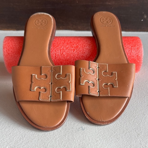 Tory Burch Shoes - Tory Burch Tan Leather Slide Sandals